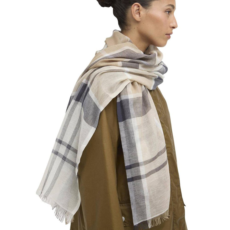 Barbour Abigail Tartan Cream Cotton Scarf for Women