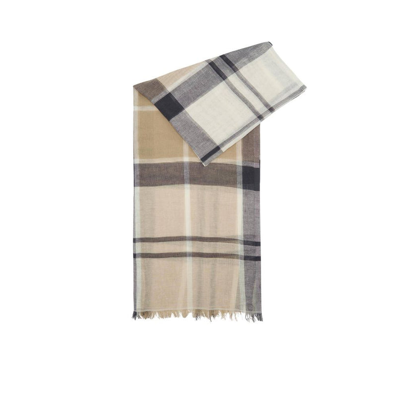 Barbour Abigail Tartan Cream Cotton Scarf for Women