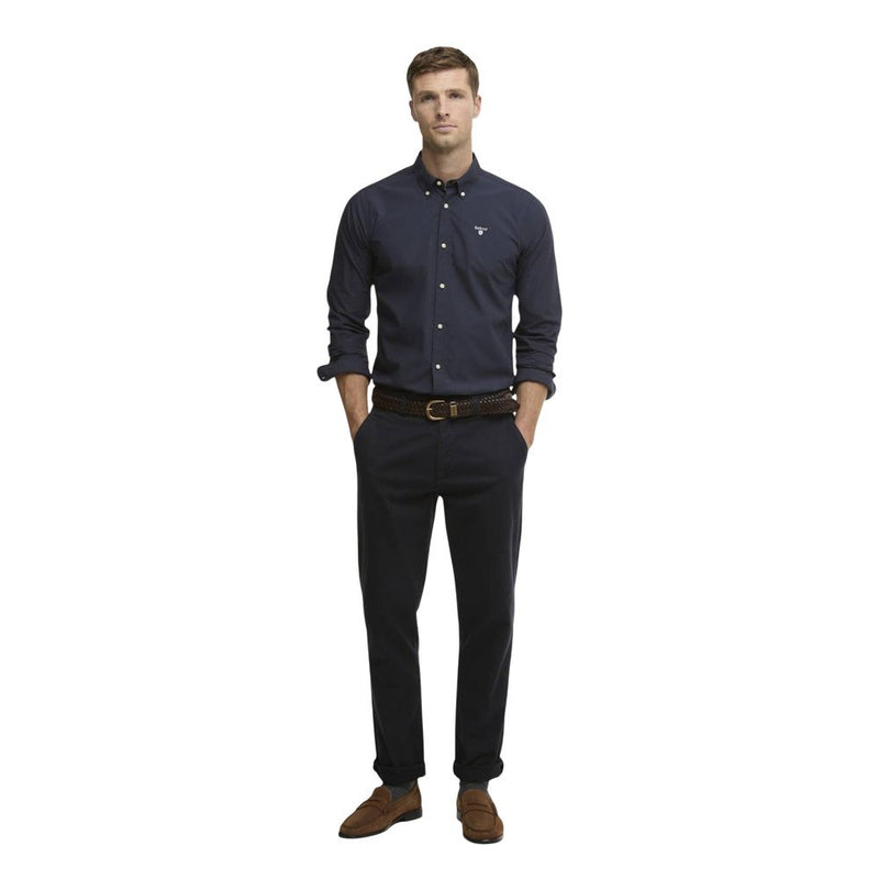 Barbour TREEPORT Poplin Blue Cotton Dress Shirt for Men