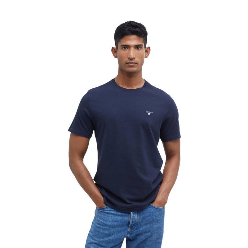 Barbour Tartan Sports Tee - Blue Cotton T-Shirt for Men