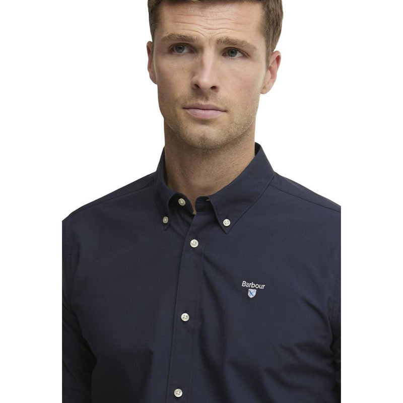 Barbour TREEPORT Poplin Blue Cotton Dress Shirt for Men