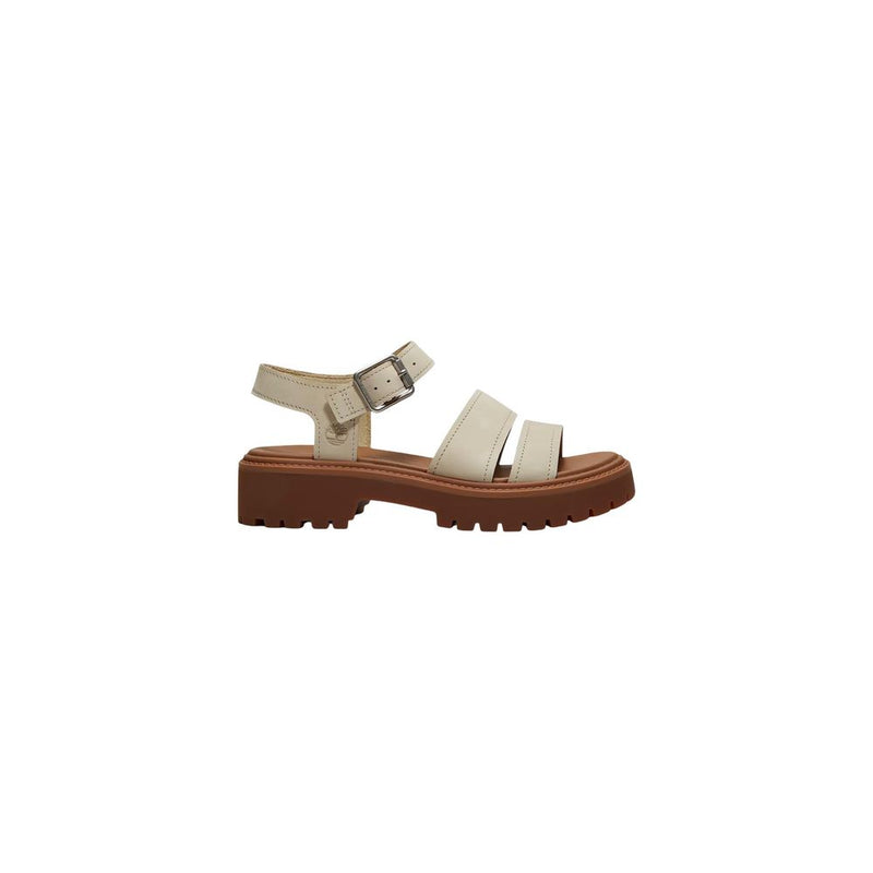 Timberland STST Beige Leather Platform Sandals for Women