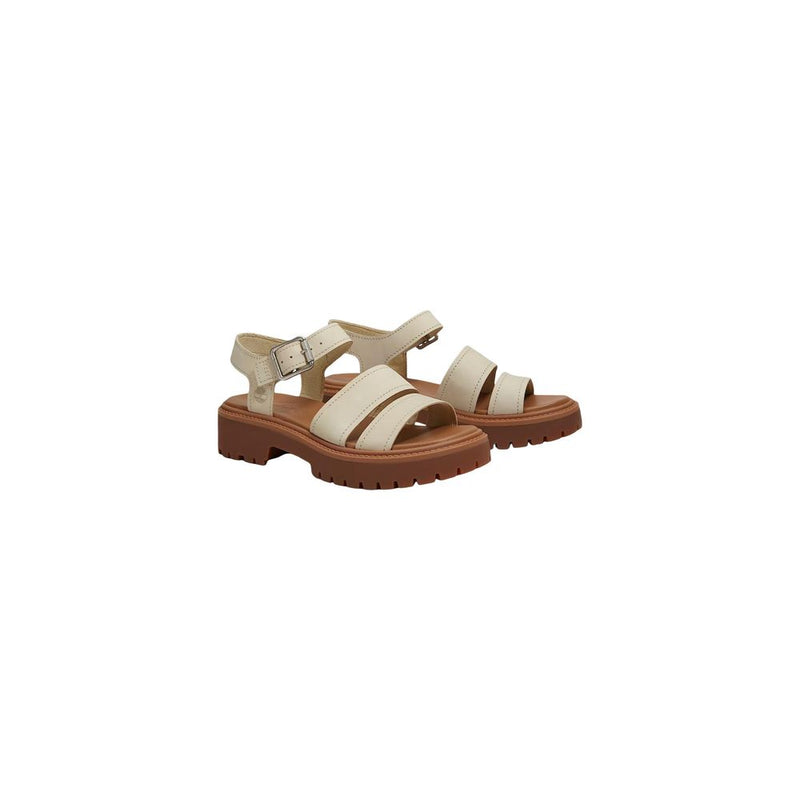 Timberland STST Beige Leather Platform Sandals for Women