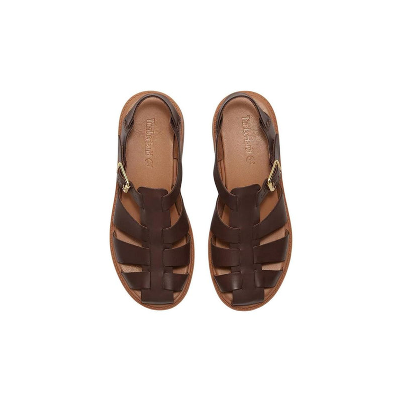 Sandales Plates en Cuir Brun Timberland STST Fisherman