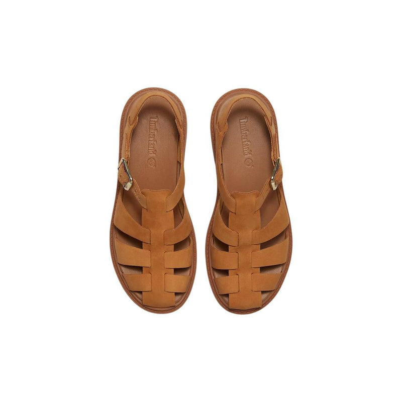 Sandales Plates en Cuir Brun Timberland STST Fisherman pour Femmes