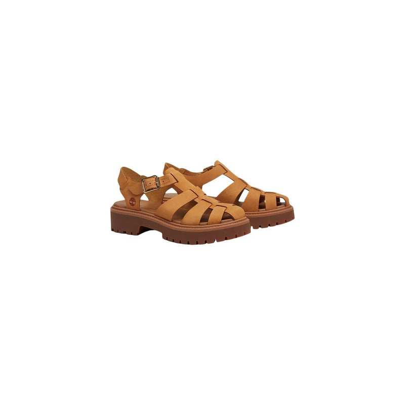 Sandales Plates en Cuir Brun Timberland STST Fisherman pour Femmes