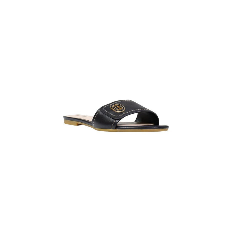 Liu Jo Sandy 03 Black Leather Flat Sandals for Women