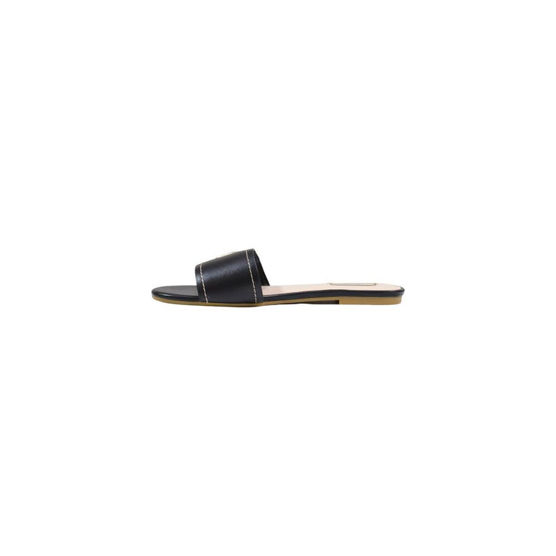 Liu Jo Sandy 03 Black Leather Flat Sandals for Women