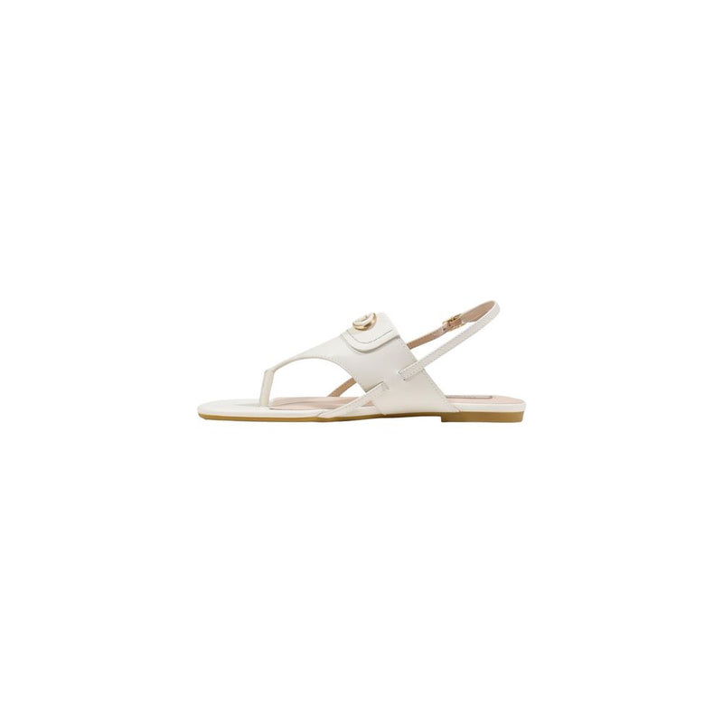 Liu Jo Sandy 10 White Leather Flat Sandals for Women