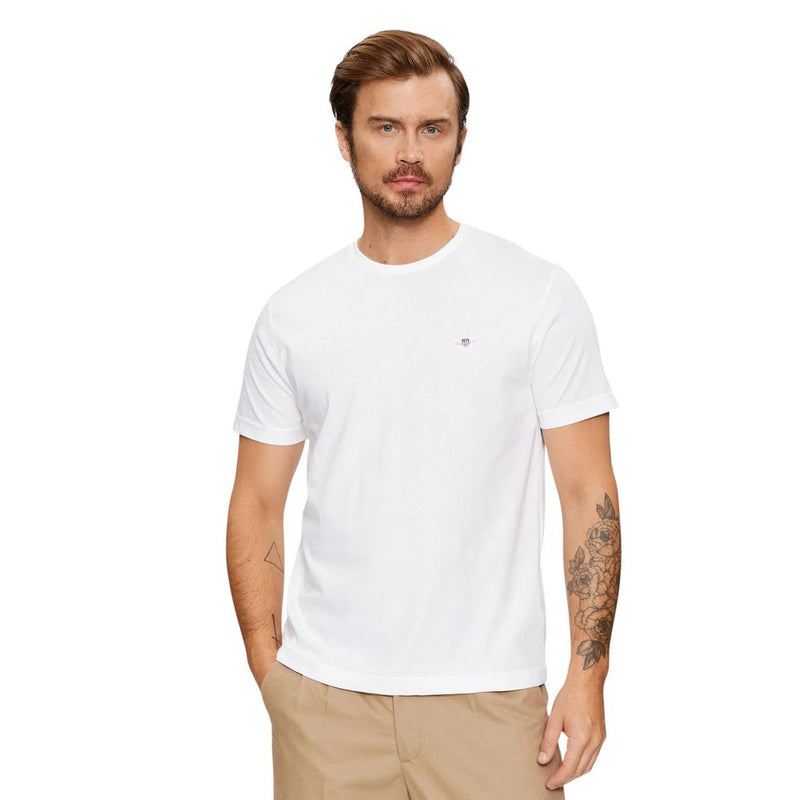 Gant White Cotton T-Shirt for Men - Regular Fit