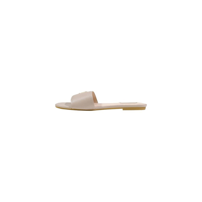 Liu Jo Sandy 03 Beige Leather Flat Sandals for Women
