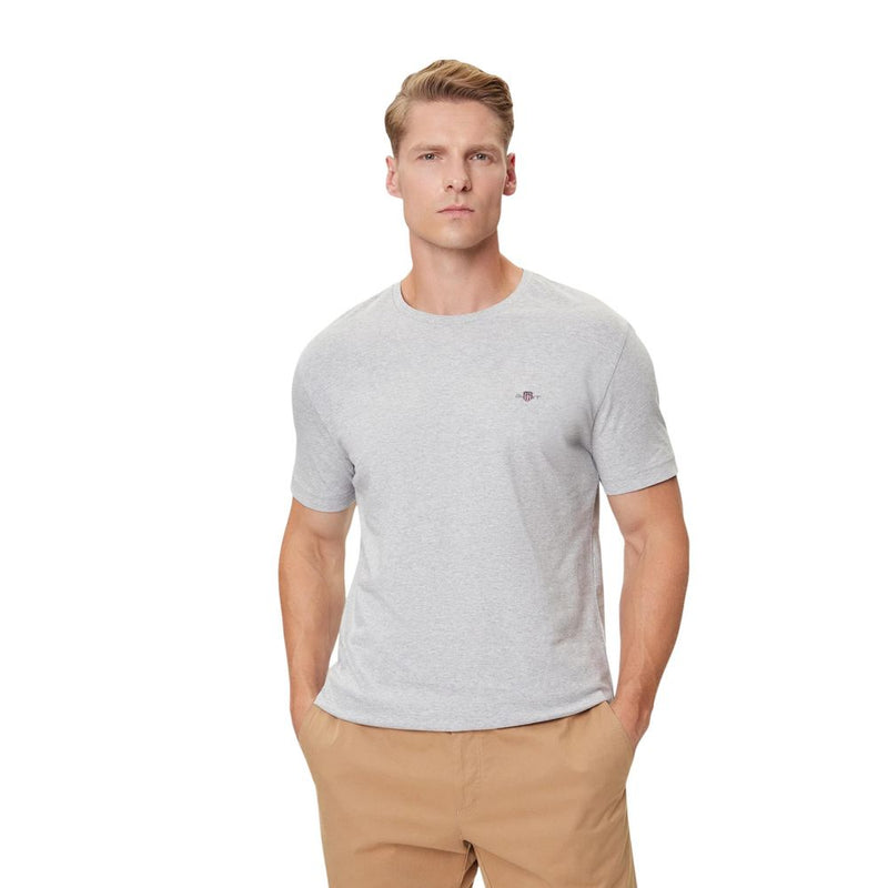 Gant Gray Cotton T-Shirt - Regular Fit Short Sleeve