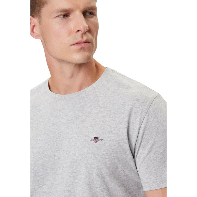 Gant Gray Cotton T-Shirt - Regular Fit Short Sleeve