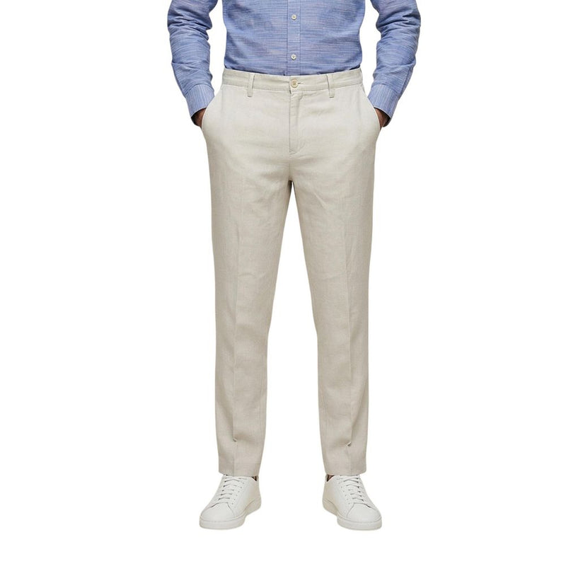 Borghese White Linen Casual Pants for Men
