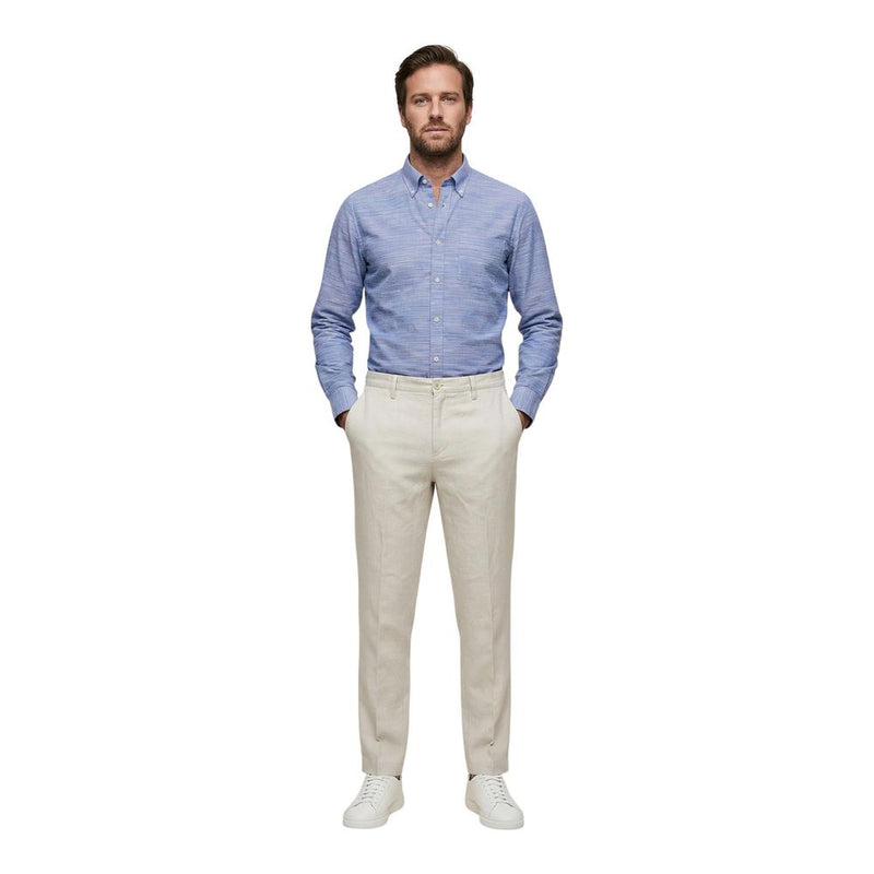 Borghese White Linen Casual Pants for Men