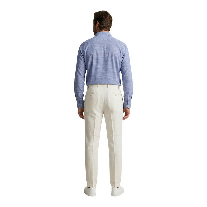 Borghese White Linen Casual Pants for Men
