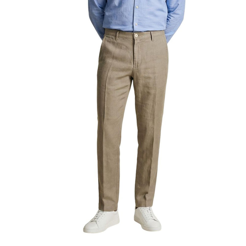 Borghese Beige Linen Casual Pants for Men