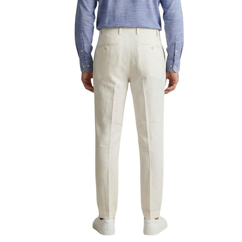 Borghese White Linen Casual Pants for Men