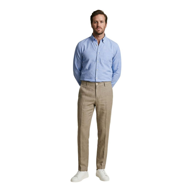 Borghese Beige Linen Casual Pants for Men