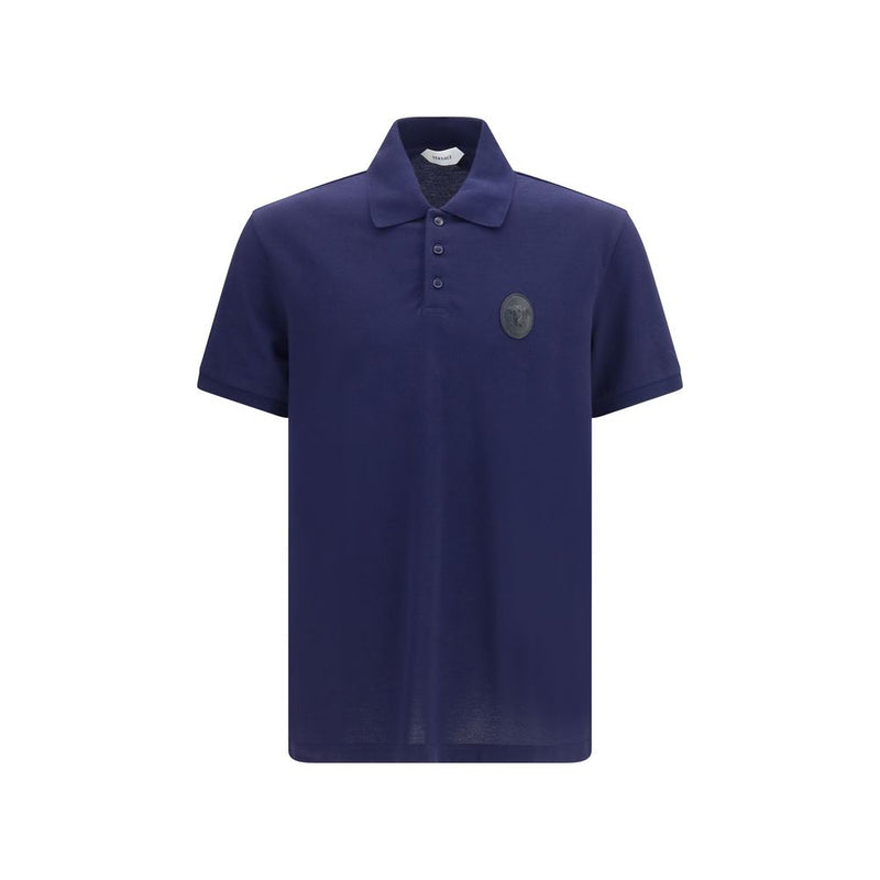 Versace Blue Cotton Polo Shirt - Classic Fit