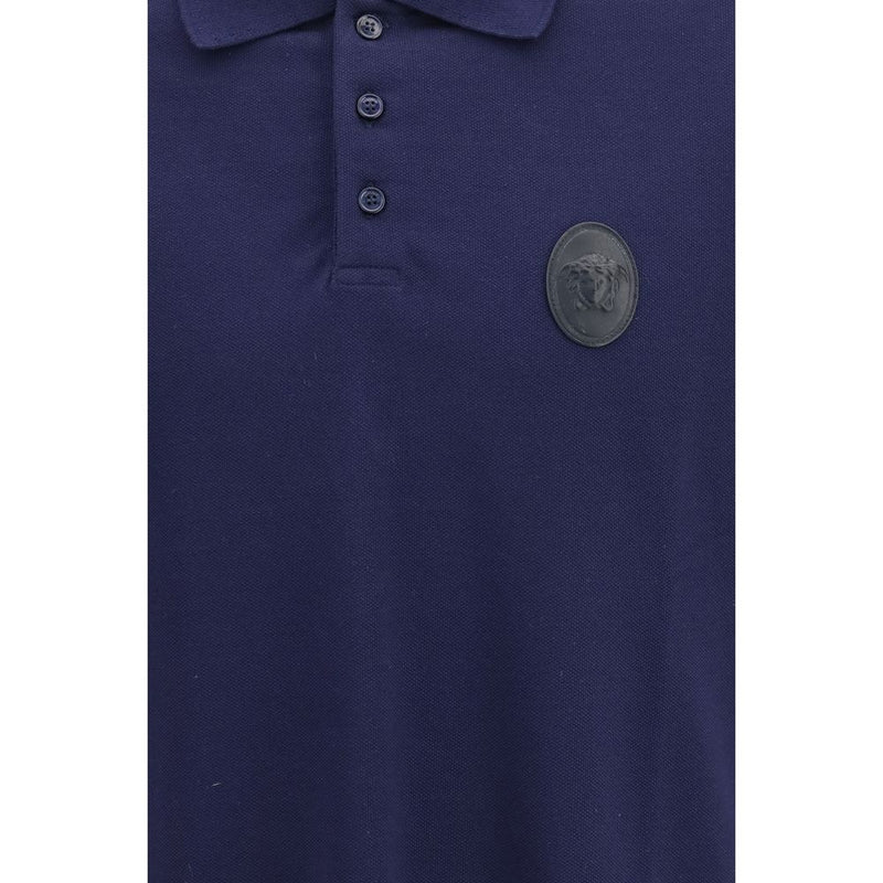 Versace Blue Cotton Polo Shirt - Classic Fit