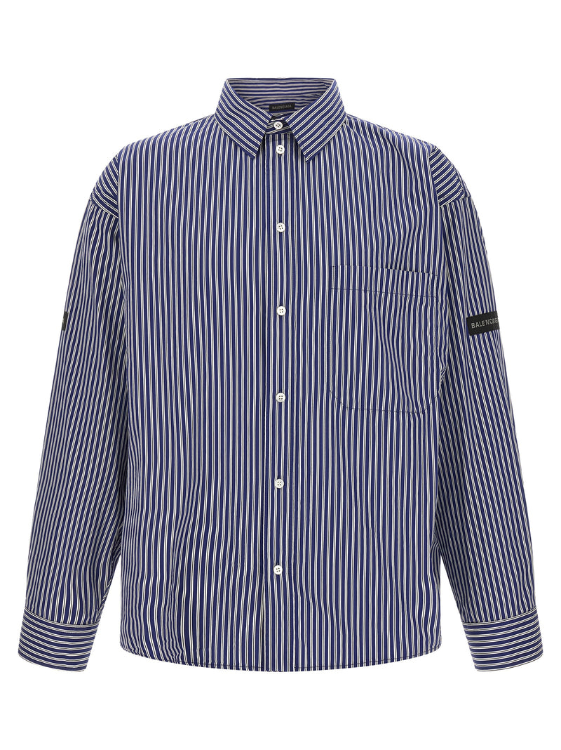 Balenciaga Blue Cotton Blouse - Trendy Striped Design