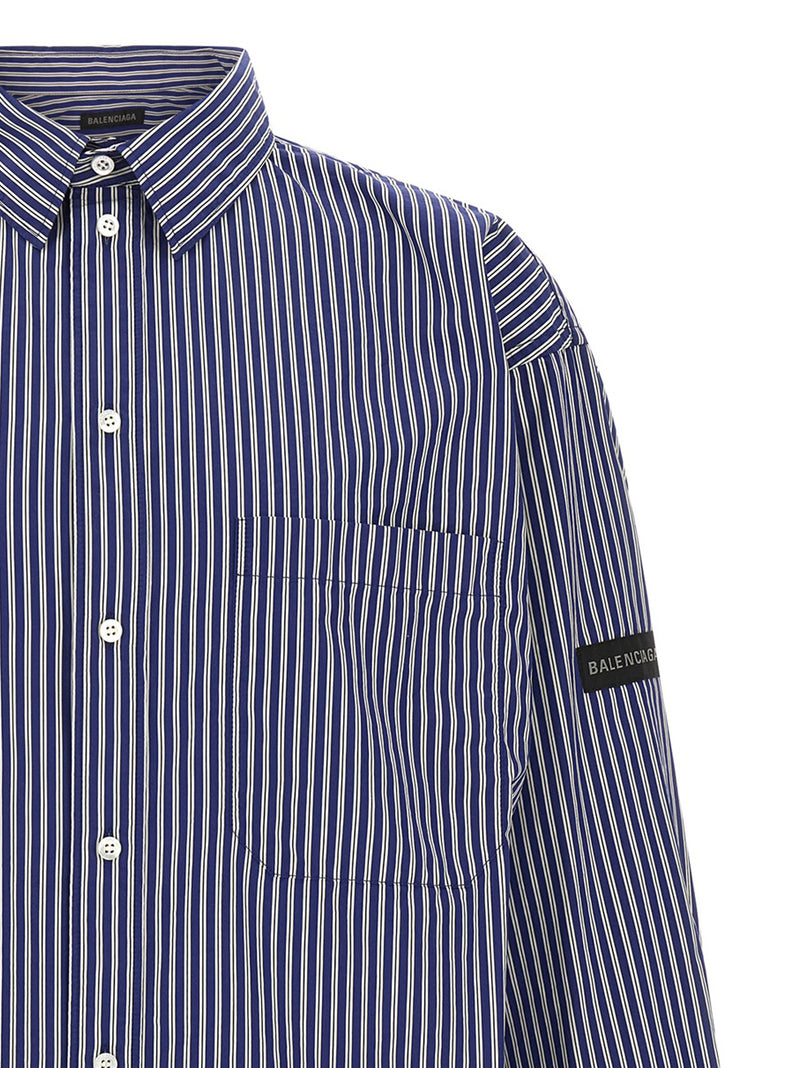 Balenciaga Blue Cotton Blouse - Trendy Striped Design