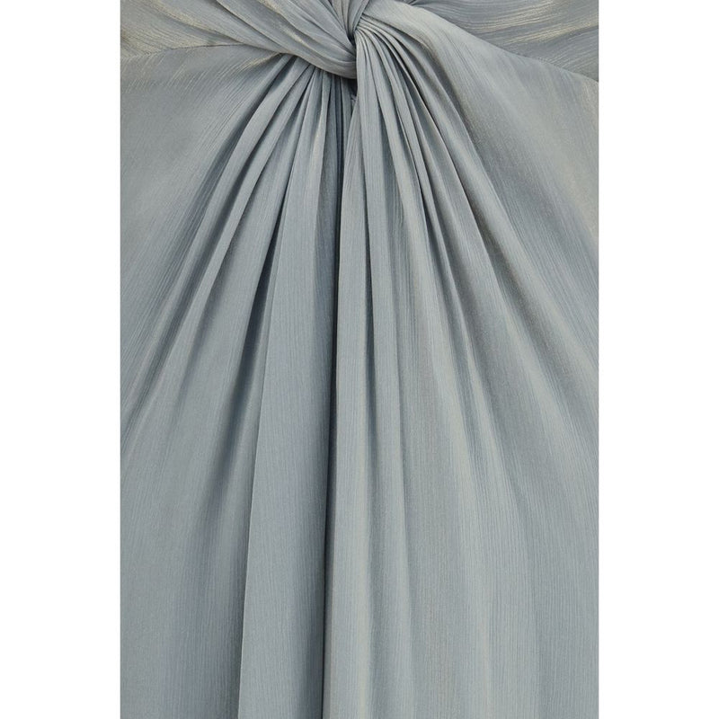 Nissa Bicolor Polyester Casual Dress - Elegant Long Crossover Design