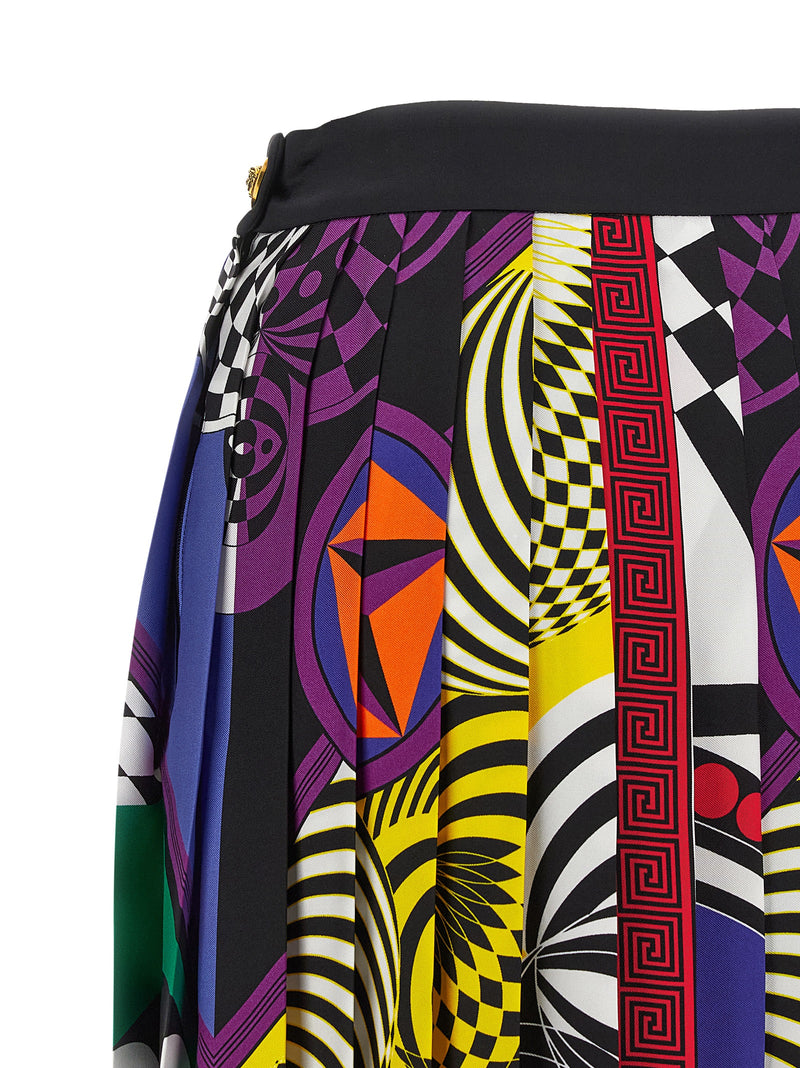 Versace Multicolor Silk Long Skirt - Italian Couture