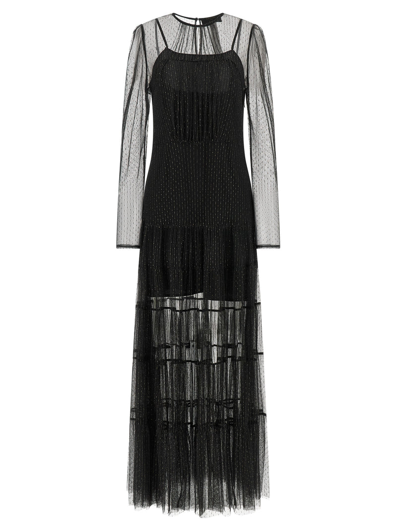 Twinset Black Polyamide Long Dress - Elegant Eveningwear