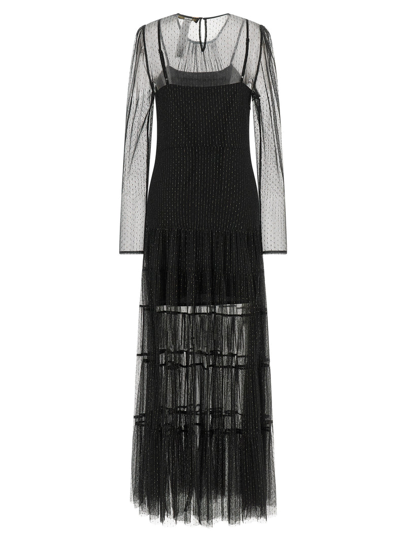 Twinset Black Polyamide Long Dress - Elegant Eveningwear