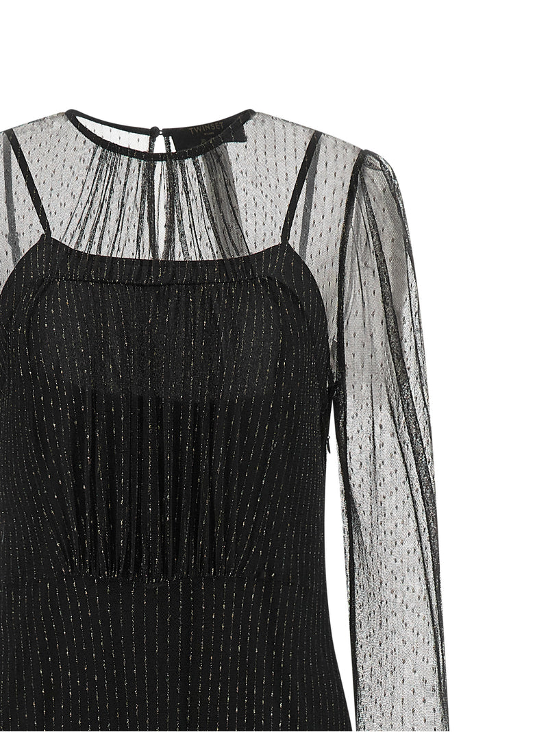 Twinset Black Polyamide Long Dress - Elegant Eveningwear