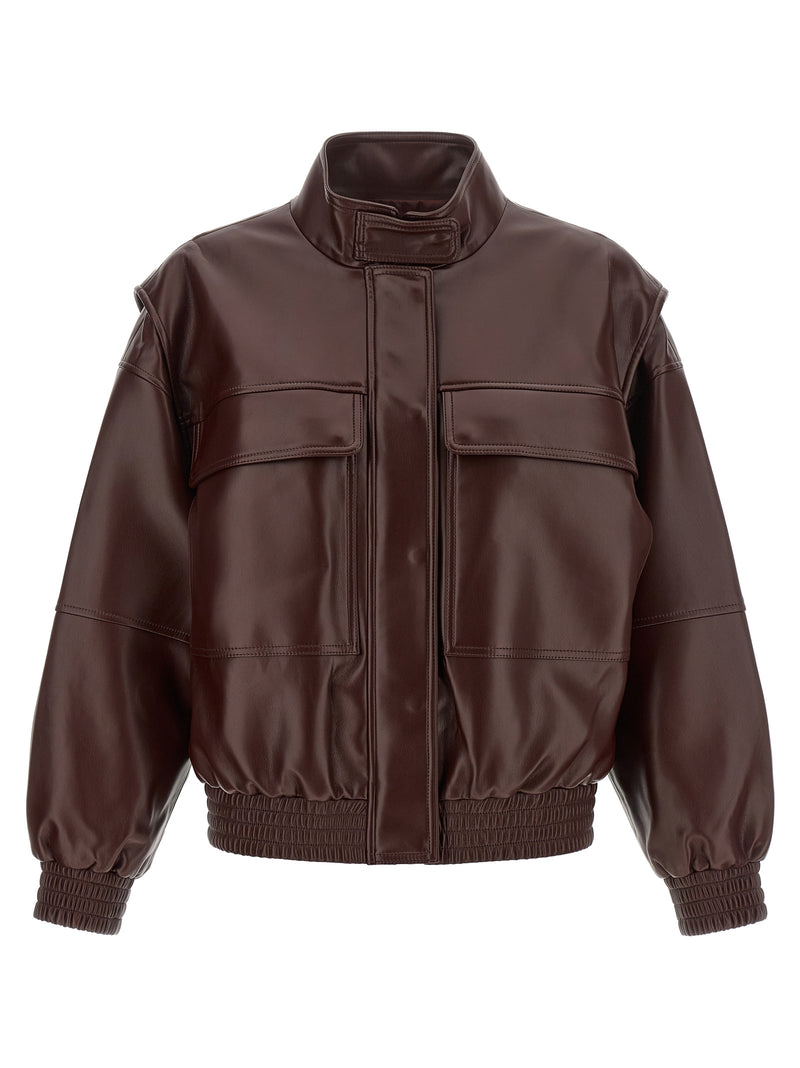 Twinset Brown Polyester Leather Jacket - Bold Elegance