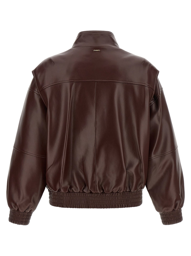 Twinset Brown Polyester Leather Jacket - Bold Elegance