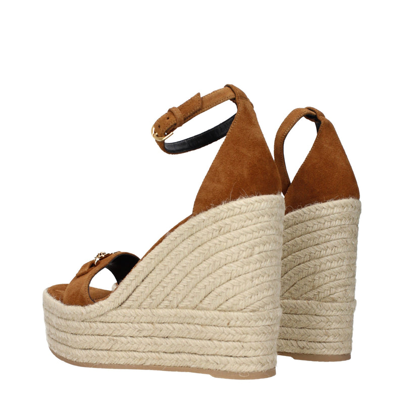 Versace Brown Leather Wedge Sandals for Women