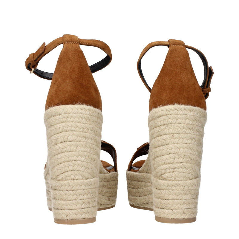 Versace Brown Leather Wedge Sandals for Women