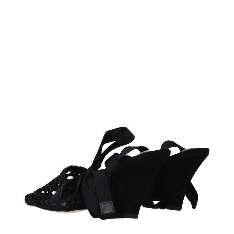 Jacquemus Black Fabric Strap-On Sandals for Women