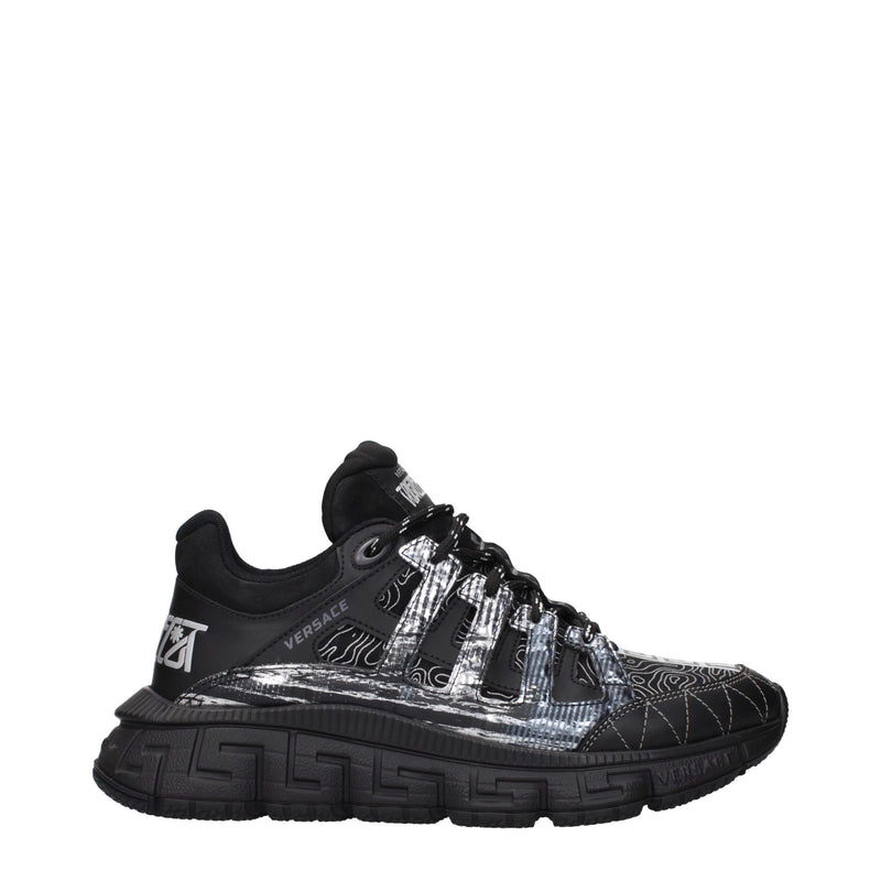Versace Black Fabric Athletic Sneakers for Men