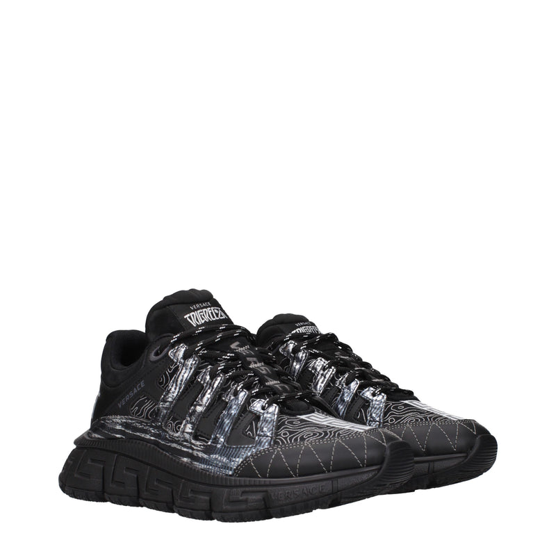 Versace Black Fabric Athletic Sneakers for Men