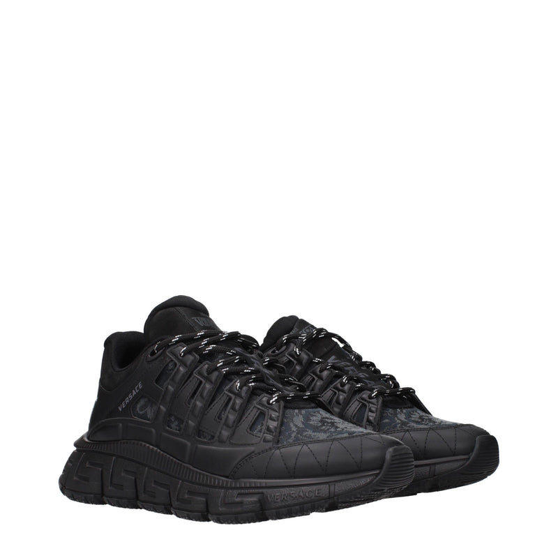 Versace Black Fabric Athletic Sneakers for Men