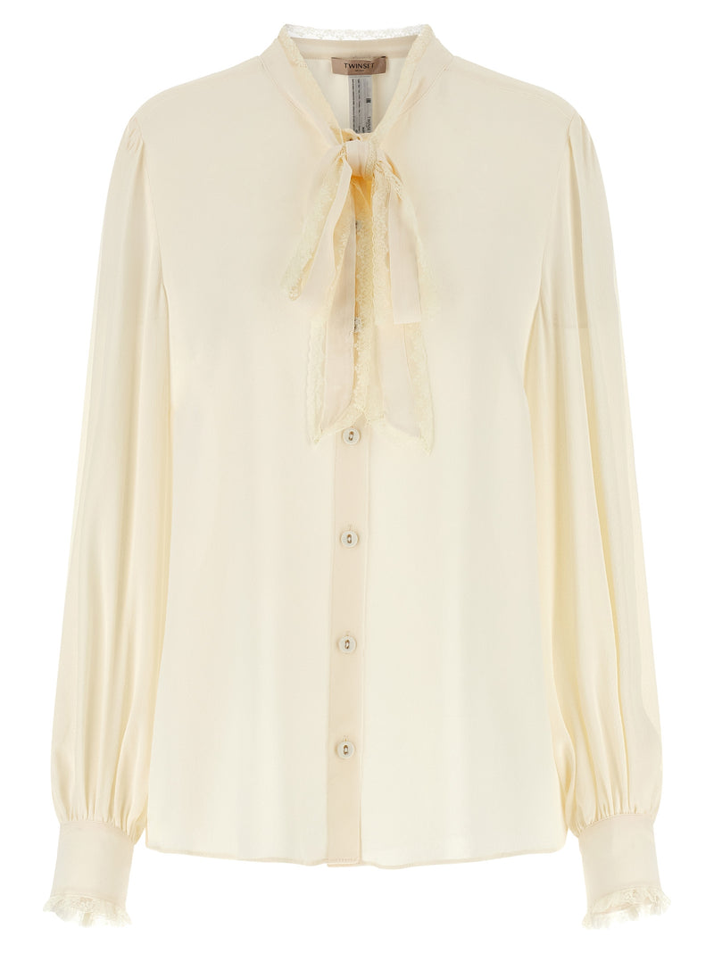 Twinset White Viscose Lavallière Blouse for Women