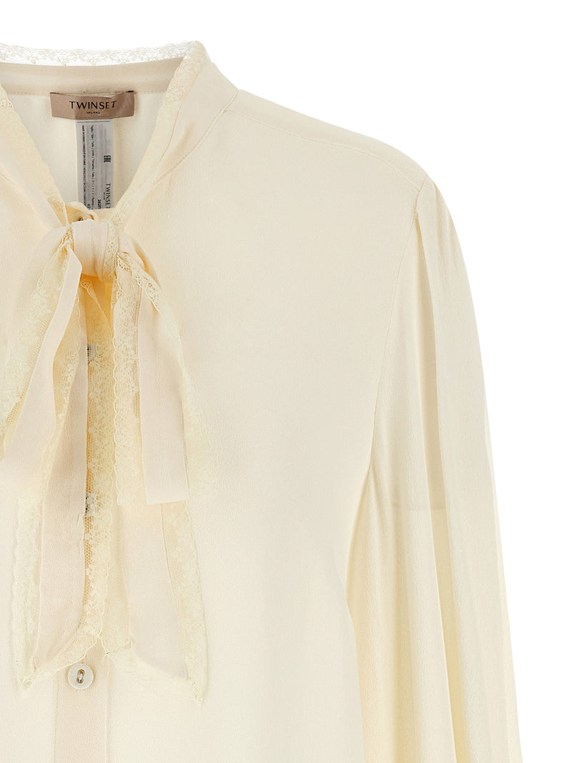 Twinset White Viscose Lavallière Blouse for Women