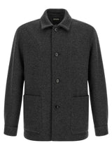 ZEGNA Gray Wool Blouse