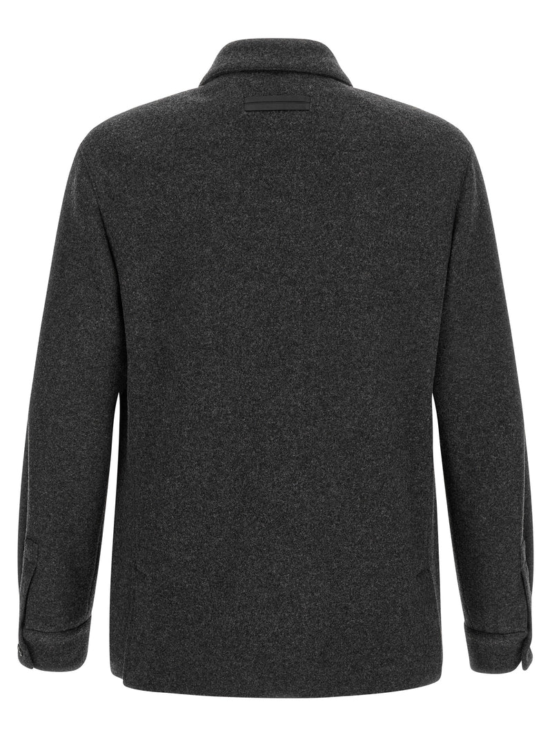 ZEGNA Gray Wool Blouse - Luxury Overshirt for Men