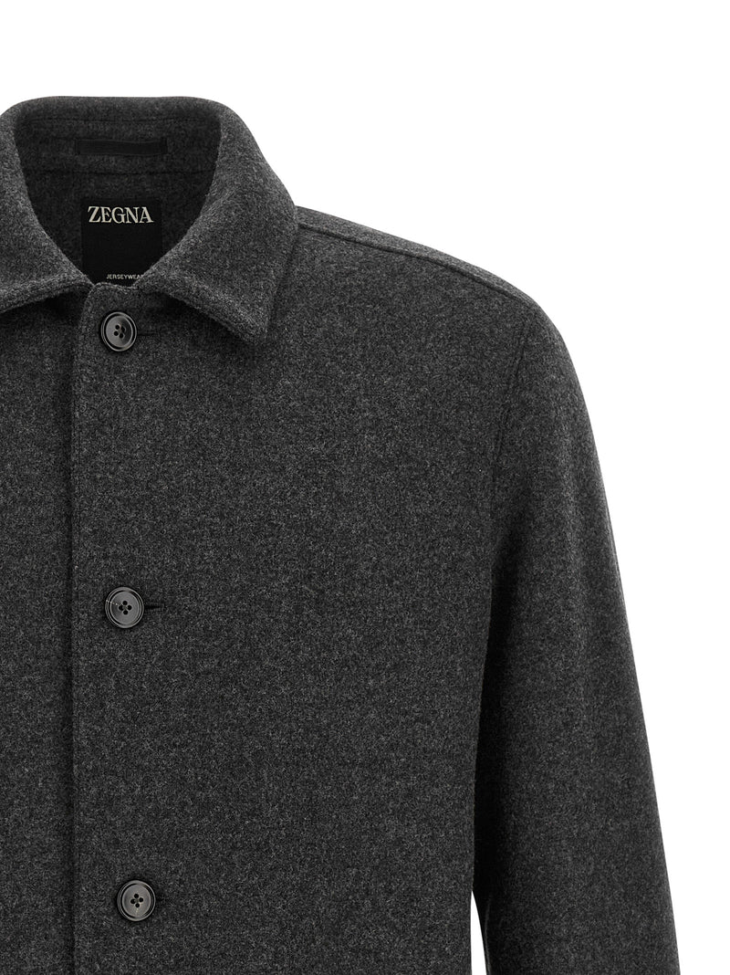 ZEGNA Gray Wool Blouse - Luxury Overshirt for Men
