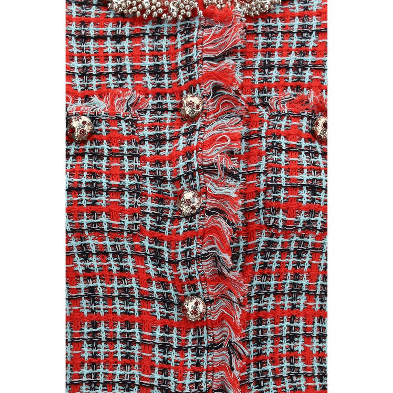 Self-Portrait Red Cotton Full-Length Jacket
