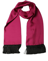Dolce & Gabbana Men Burgundy Silk Fringed Lace Stole Scarf