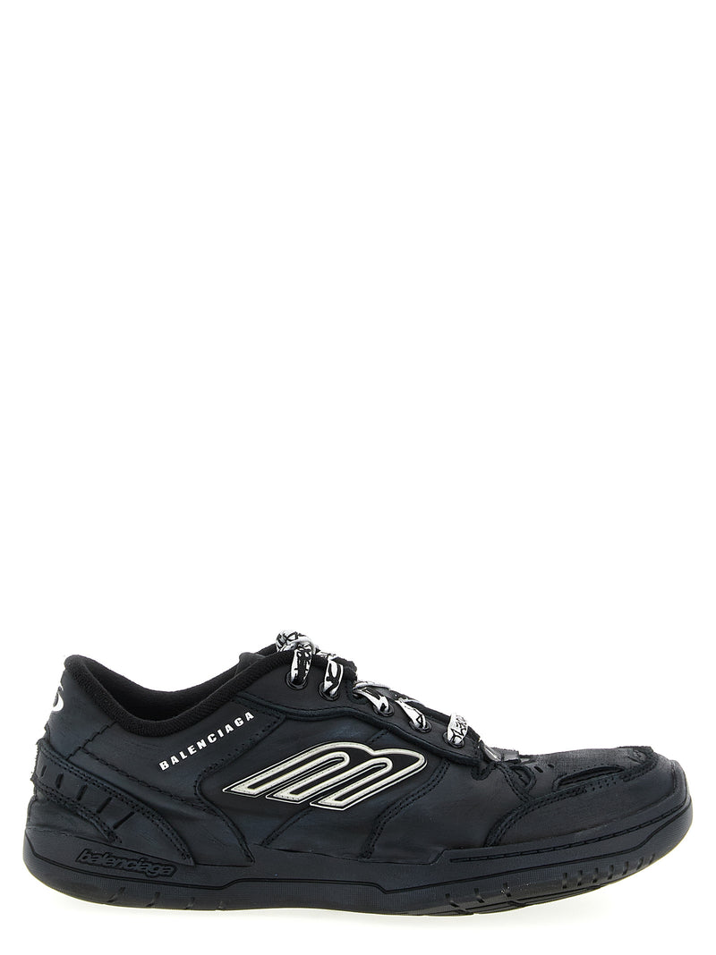 Balenciaga Hamptons Worn-Out Black Calfskin Sneakers