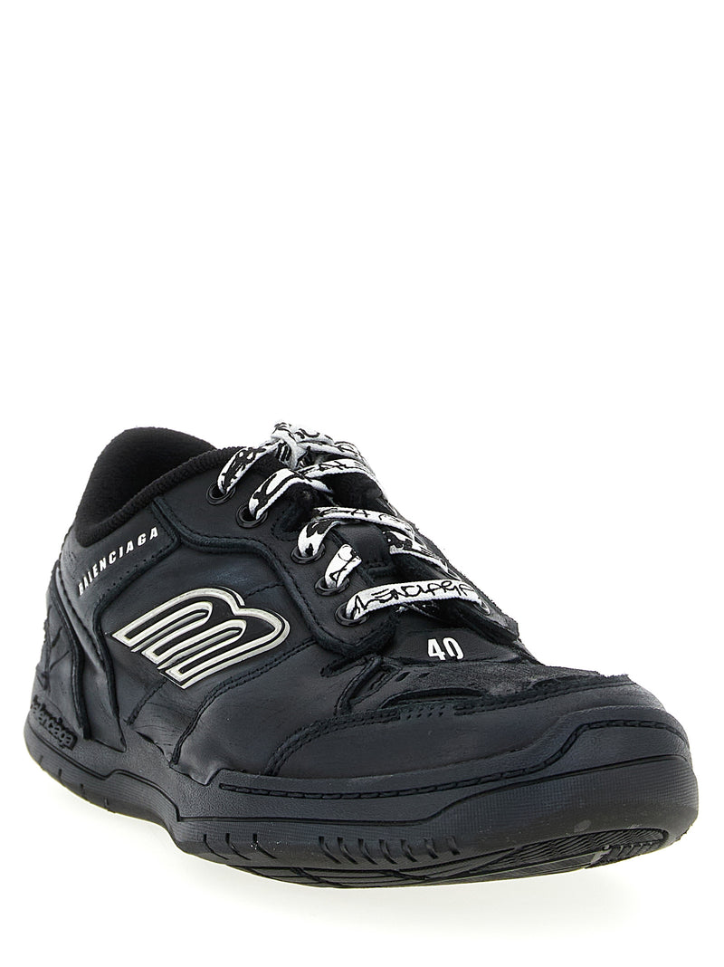 Balenciaga Hamptons Worn-Out Black Calfskin Sneakers