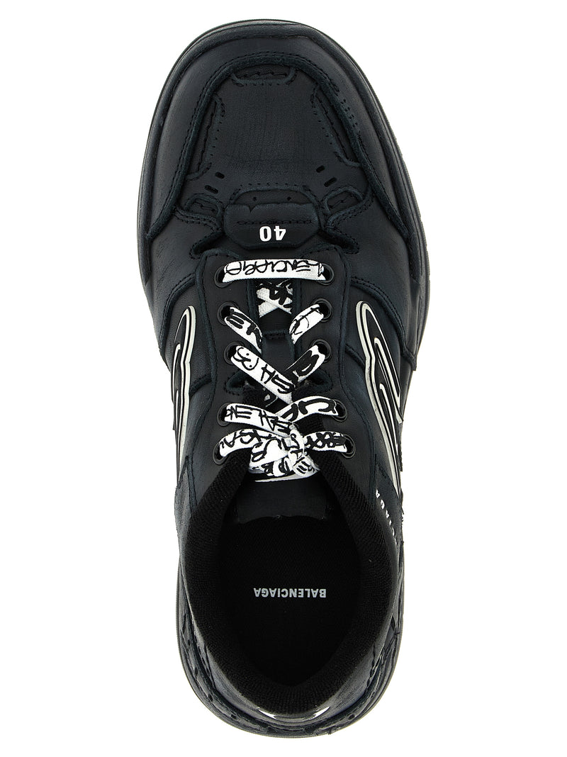Balenciaga Hamptons Worn-Out Black Calfskin Sneakers